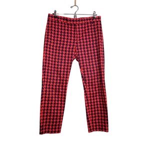 Gap-Slim Cropped Slacks-Red/Navy Houndstooth- Women's Size 10 Stretch